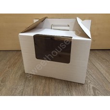 Коробка для торта 30 х 30 см,  Высота 20 см / на 3 кг. С окошком иручкой